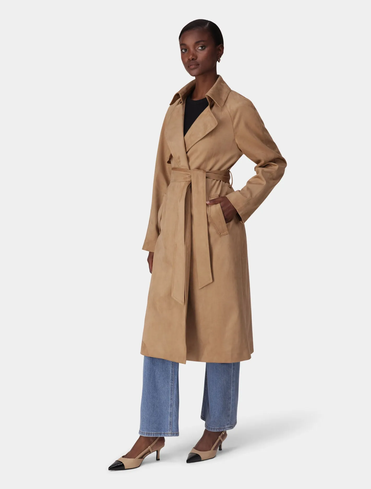 Cass Vegan Suede Trench Coat