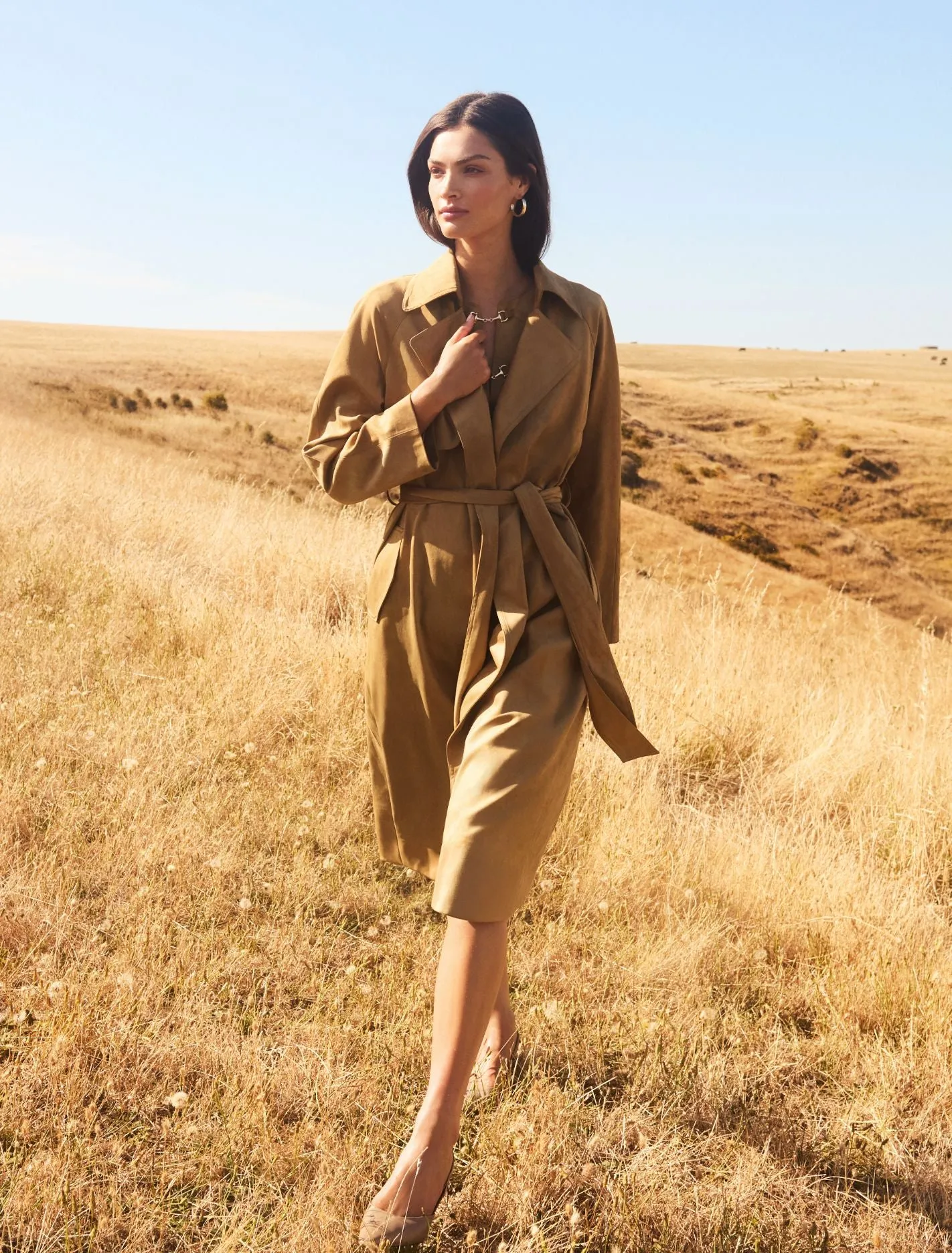 Cass Vegan Suede Trench Coat