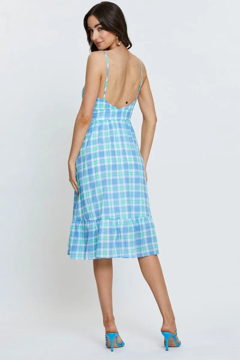 Check Midi Dress Sleeveless
