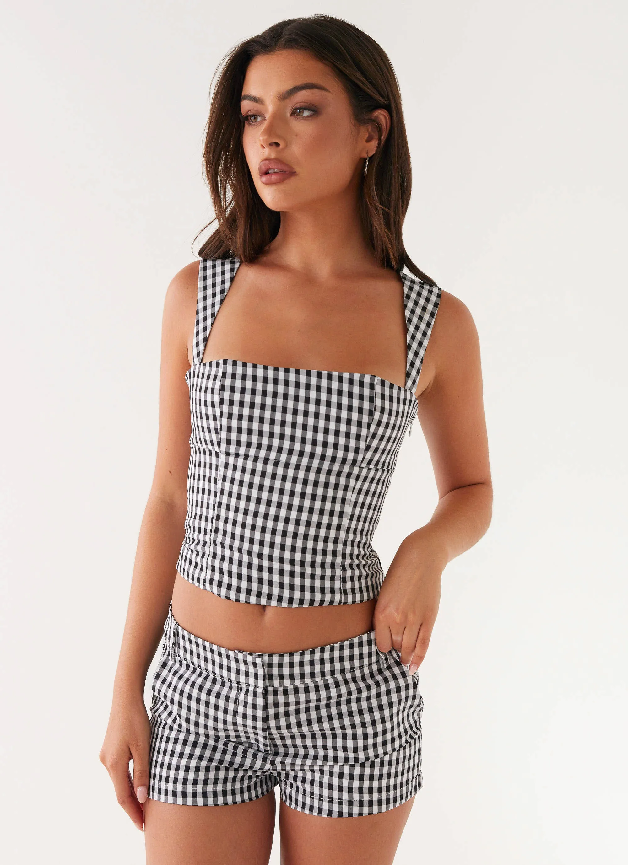 Clayton Tailored Shorts - Black Gingham
