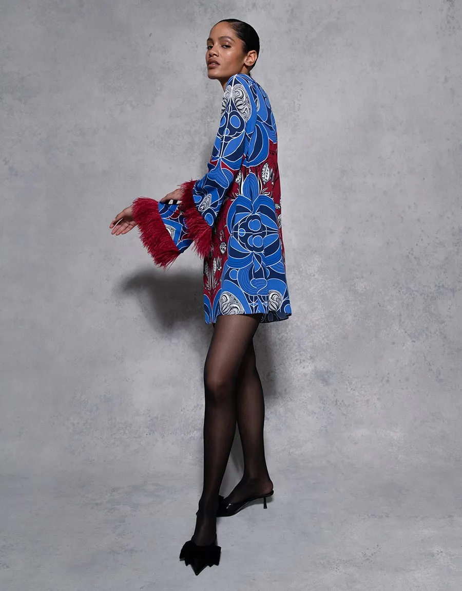 Cocoa Crepe Mini Dress - Enchantress Blue - SALE