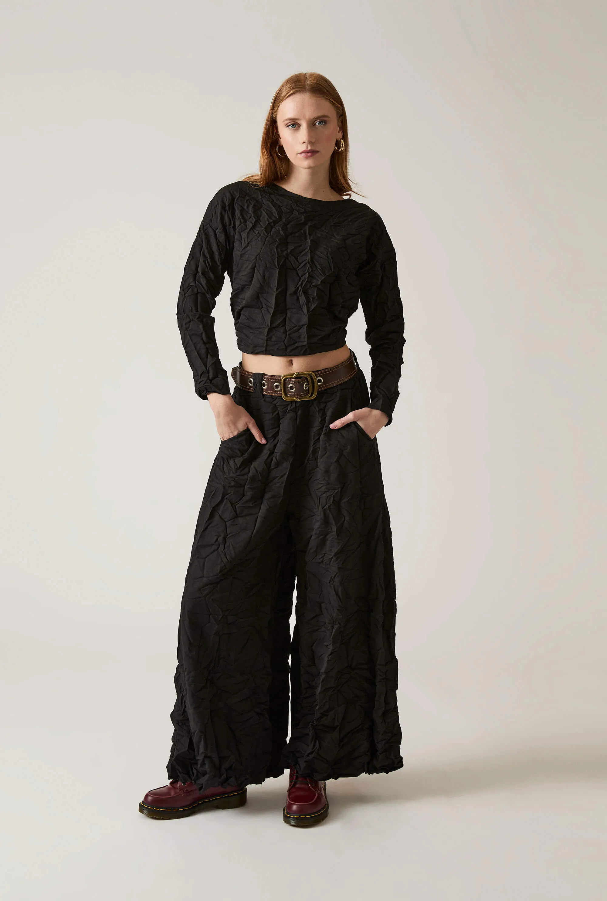 Crinkled Black Trousers
