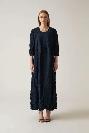 Crinkled Navy Maxi Dress