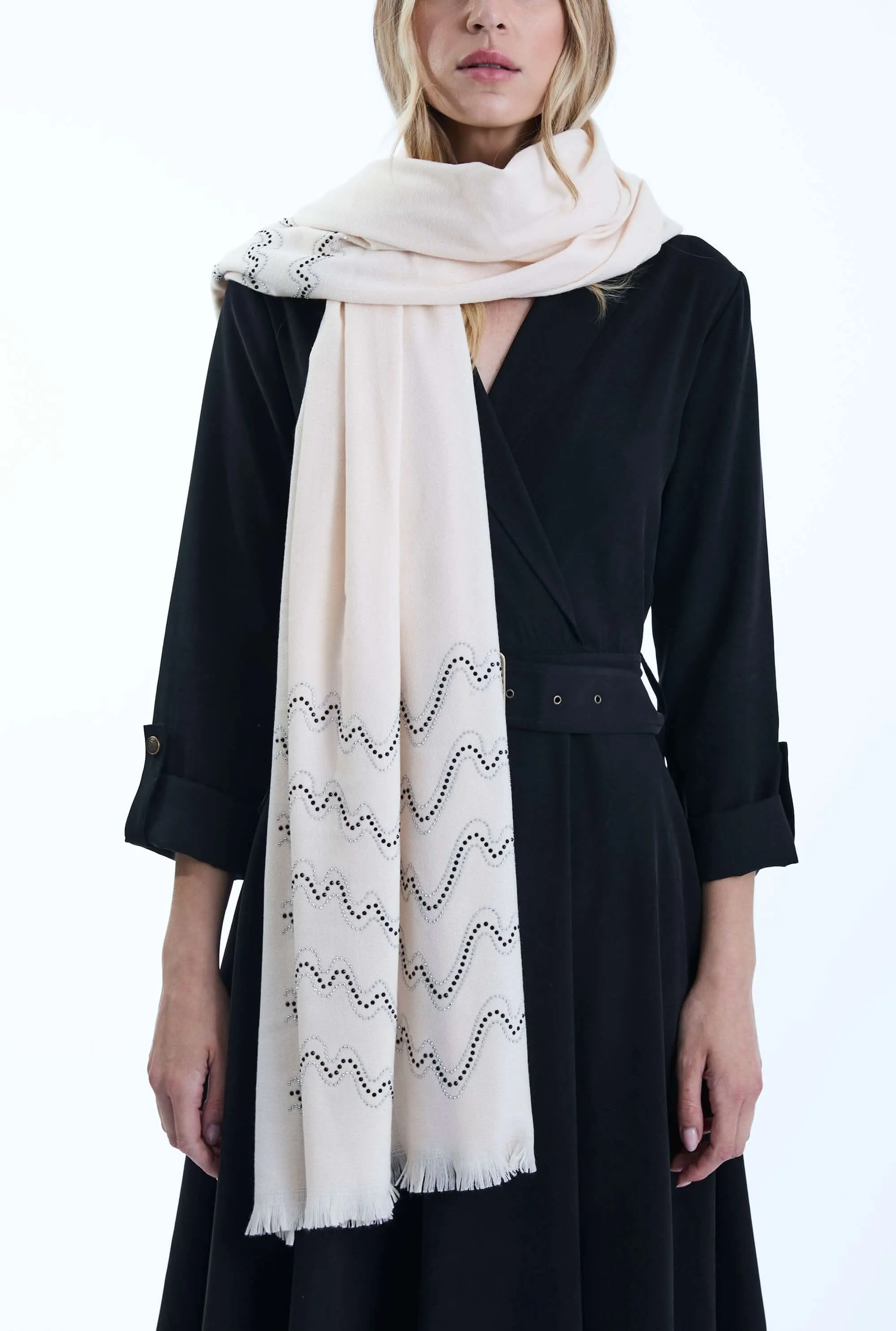 Crystal Wave Cream Scarf
