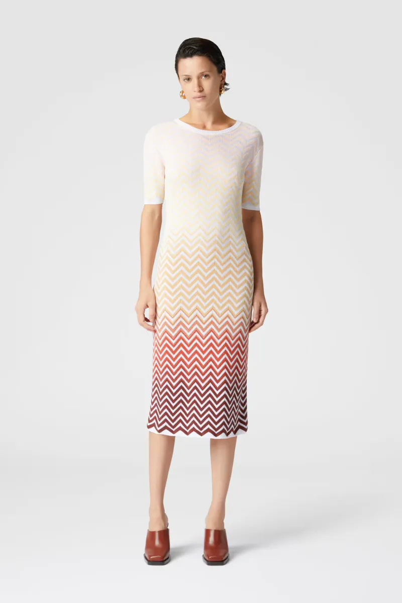 Dégradé Chevron Midi Dress
