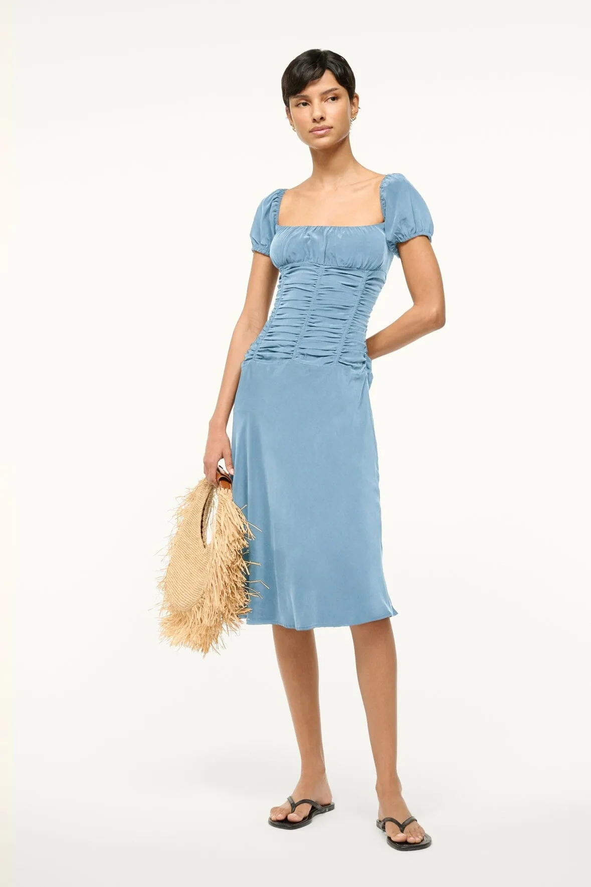 ELBA SILK DRESS | SLATE BLUE