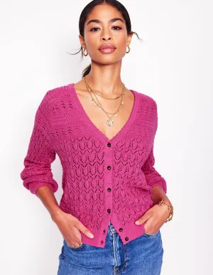 Elodie Stitch V-Neck Cardigan-Purple Damson