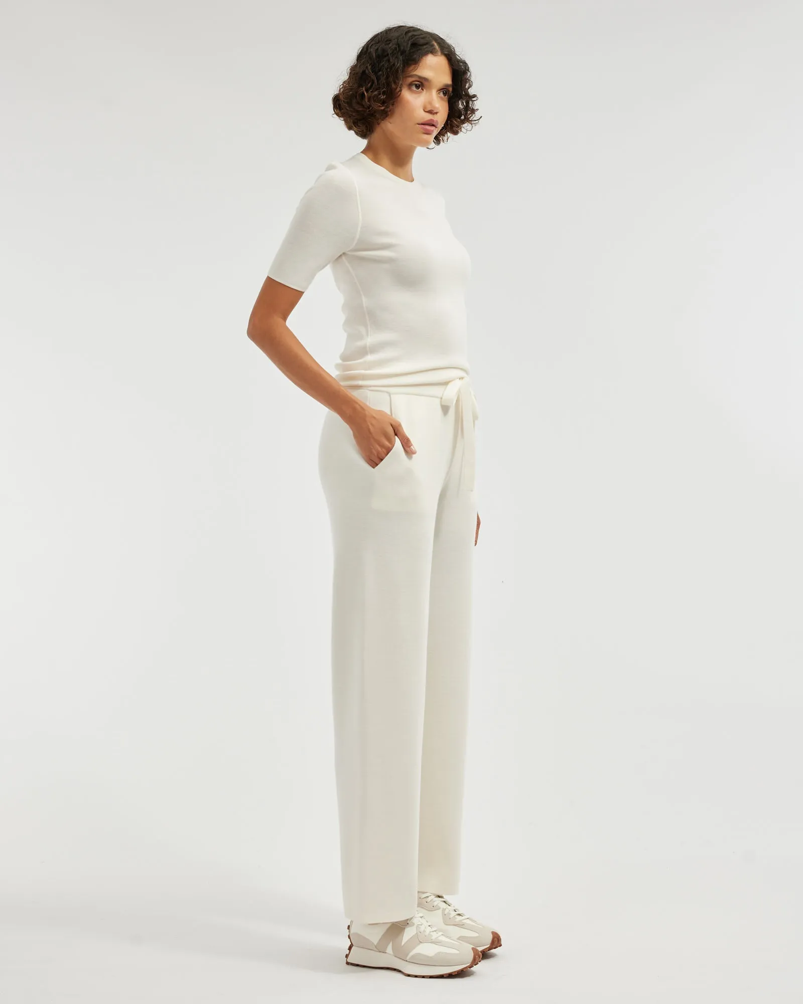 Elsie Merino Knit Pant - Cream