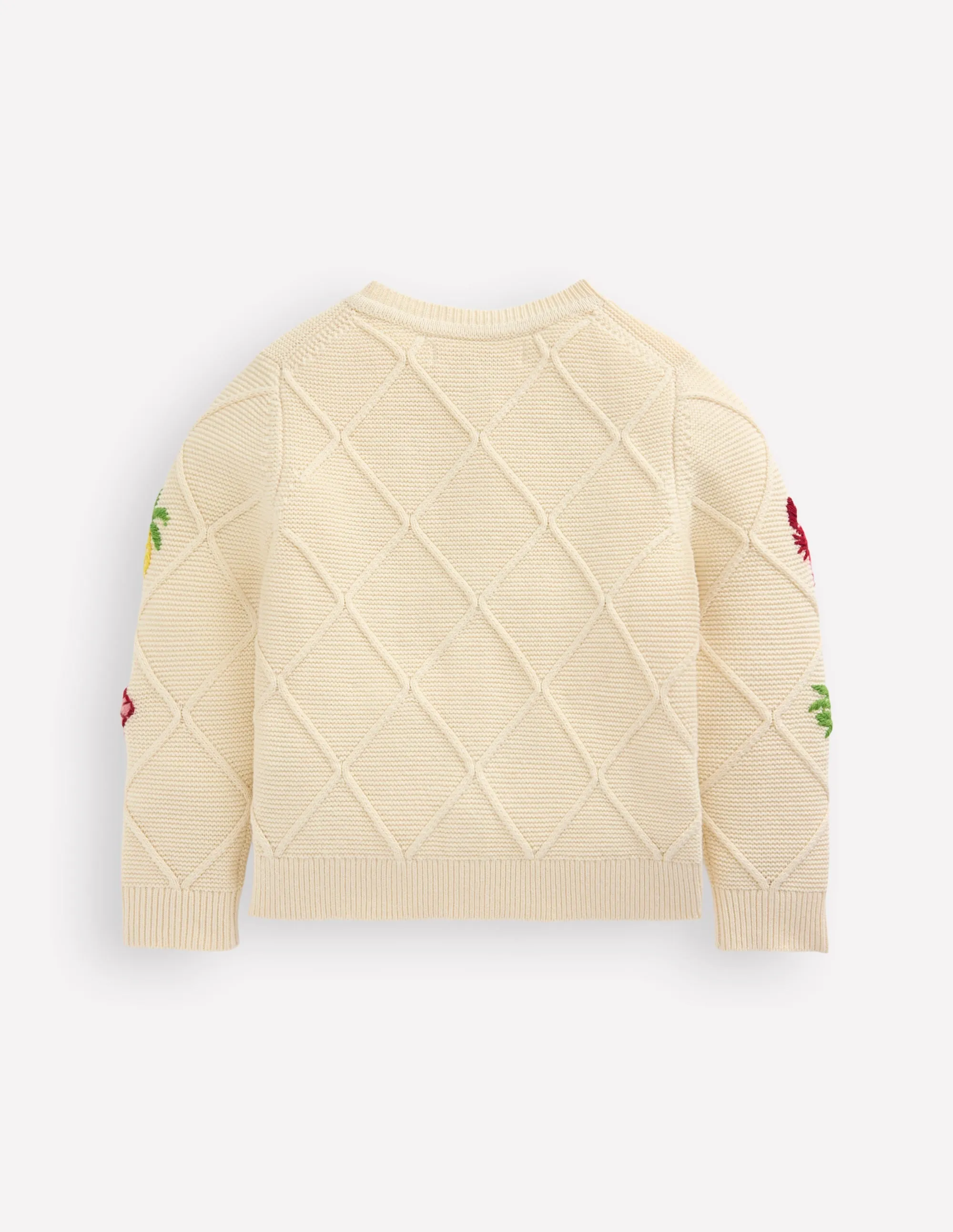 Embroidered Pointelle Cardigan-Ecru Tropical Tile