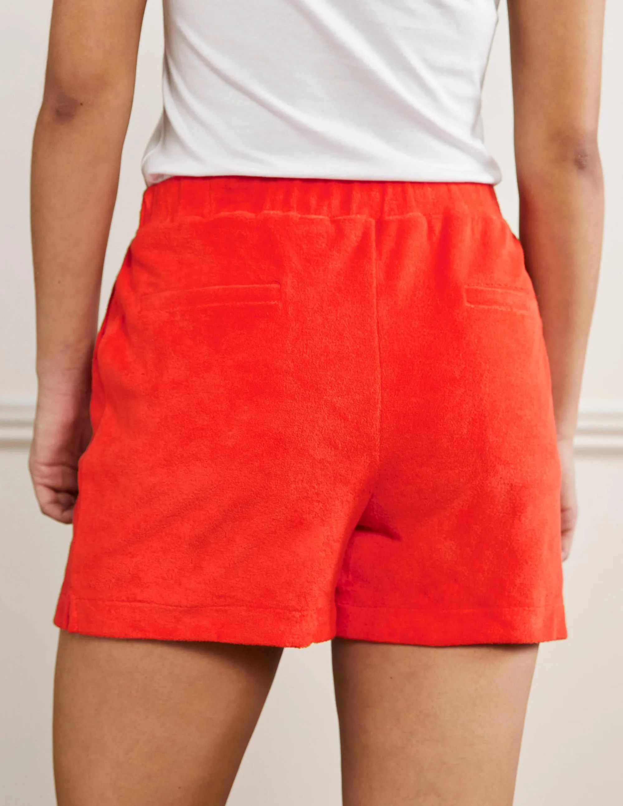 Erica Towelling Shorts-Bright Papaya