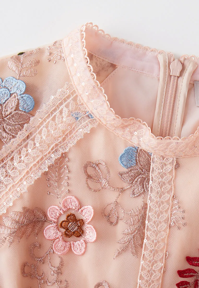 Fairy Tale Embroidered Mesh Dress