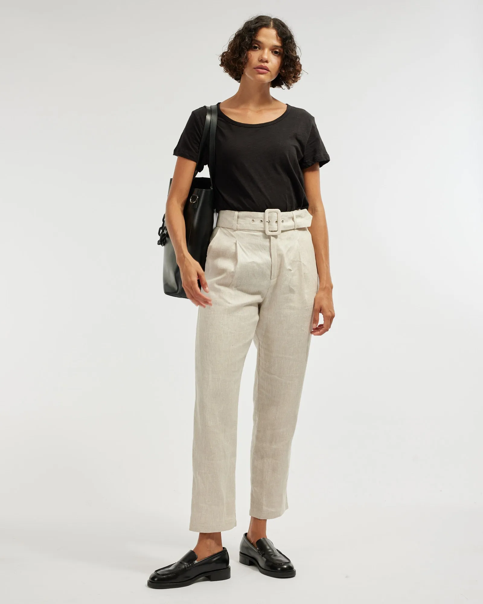 Fallon Rounded Hem Tee - Black