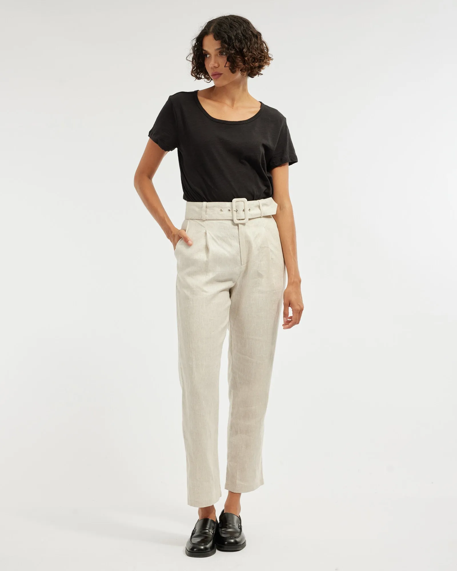 Fallon Rounded Hem Tee - Black