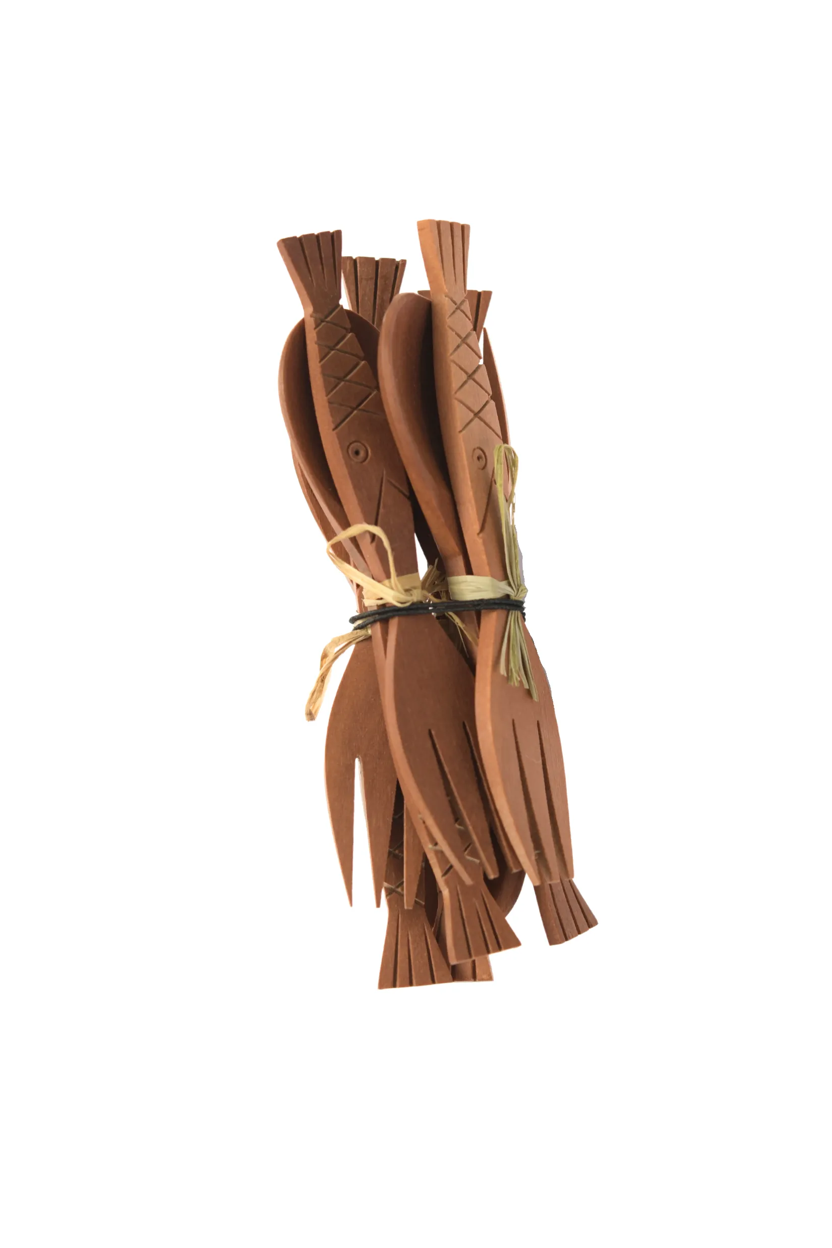 Fish Spoons Set of 10 / Wood