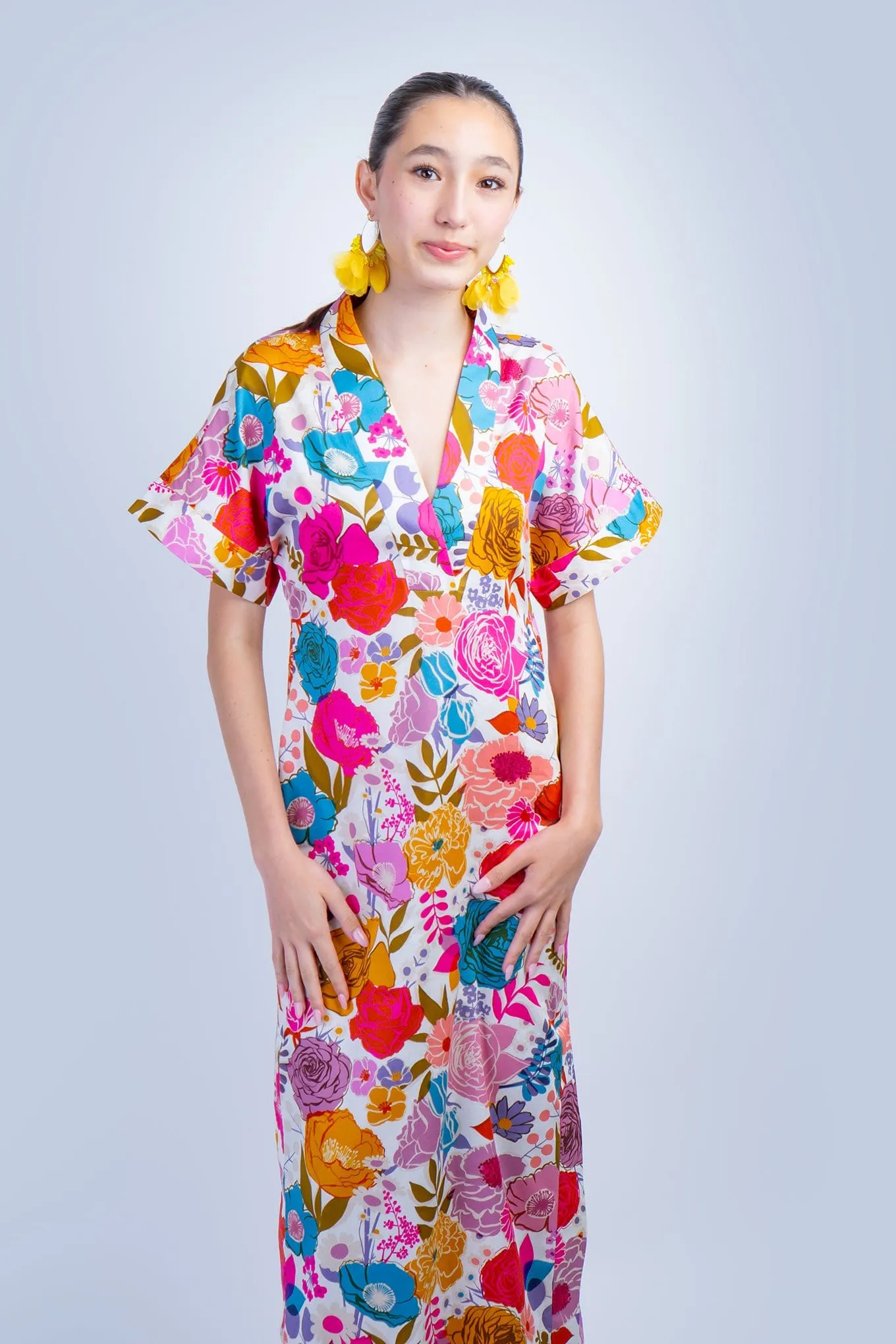 Floral Multi Cotton Kiko Kimono Dress