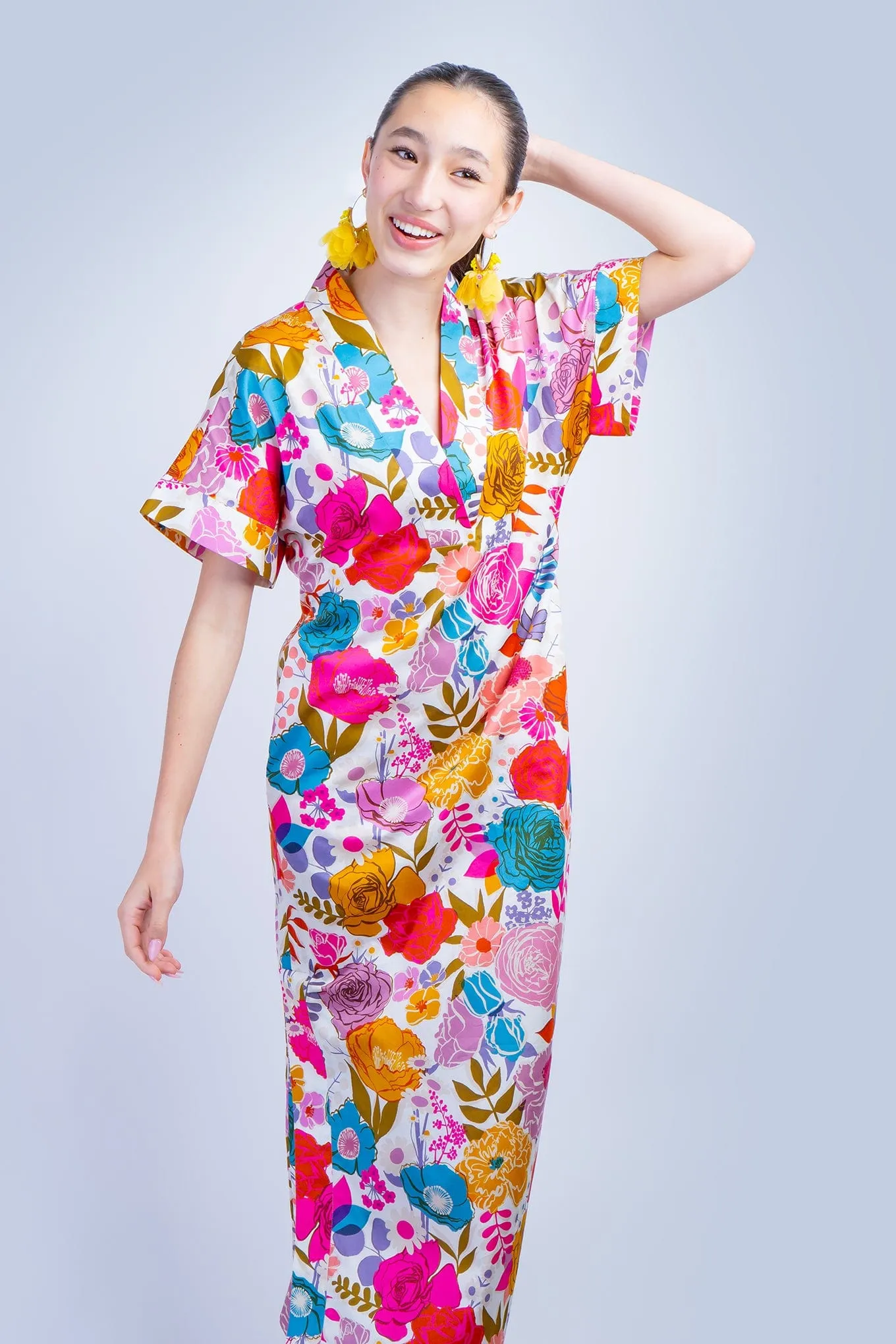 Floral Multi Cotton Kiko Kimono Dress