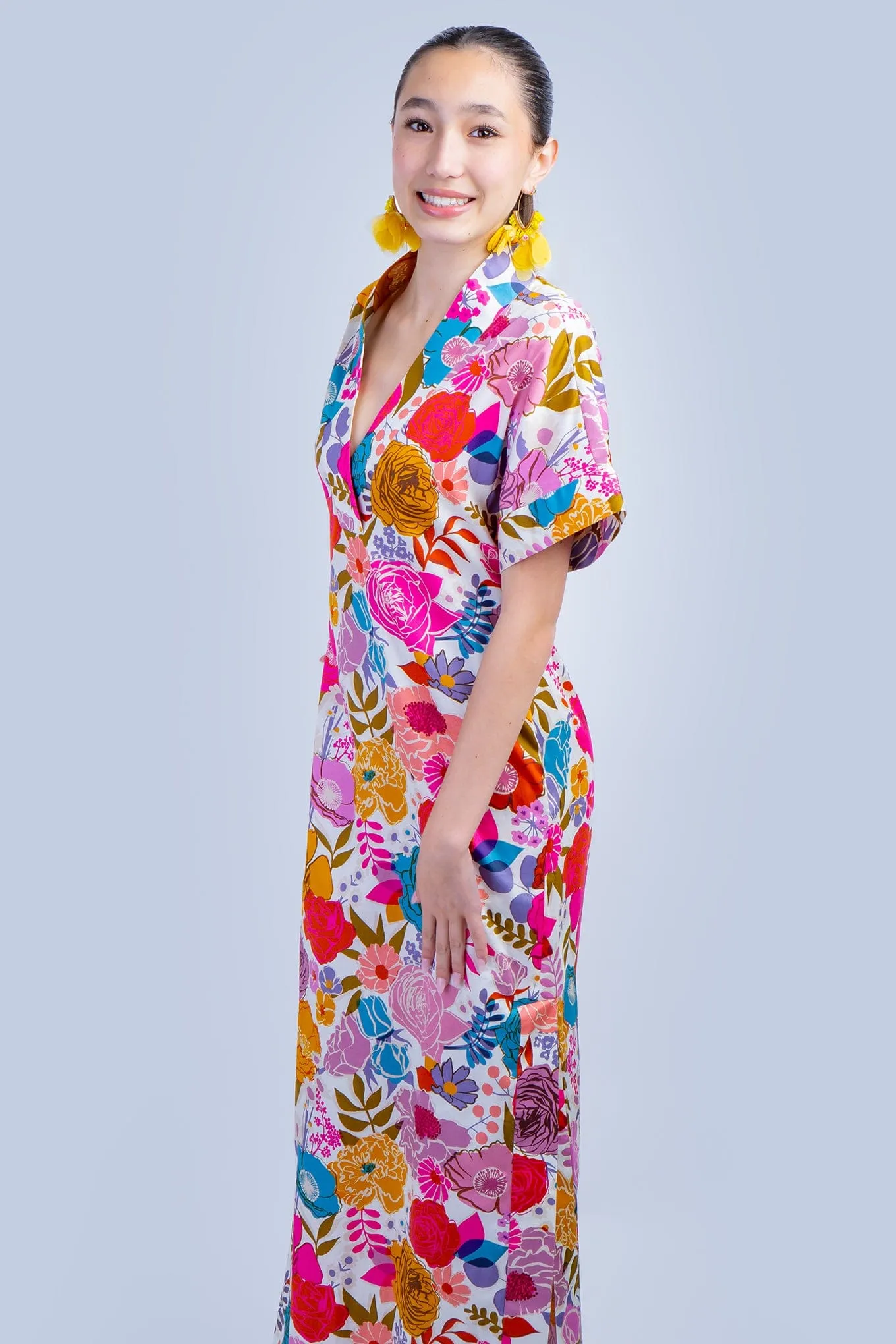 Floral Multi Cotton Kiko Kimono Dress