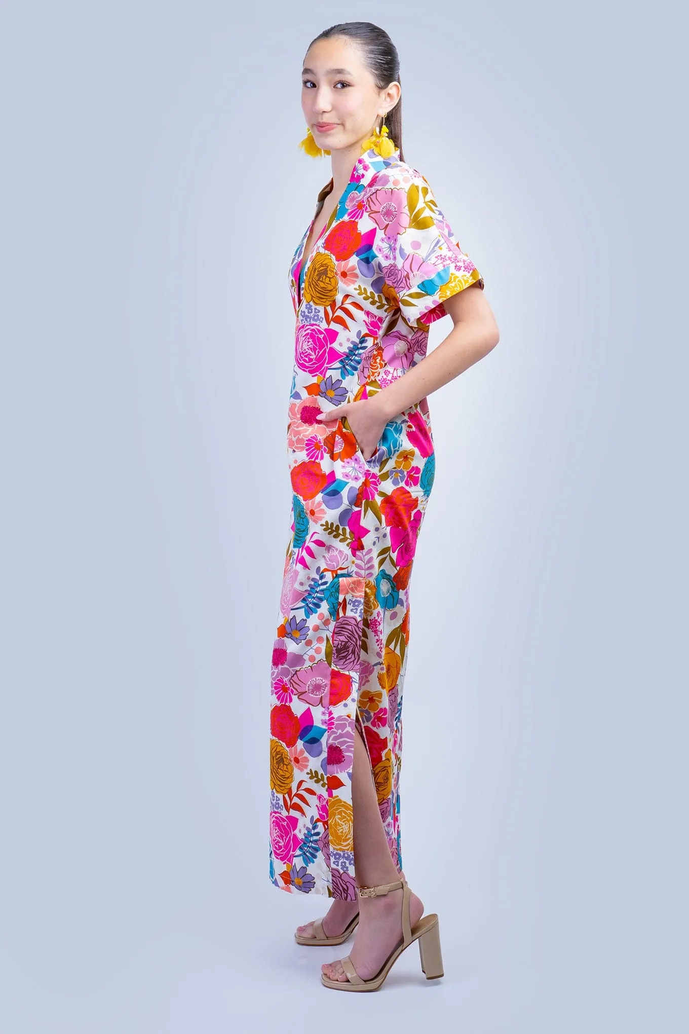 Floral Multi Cotton Kiko Kimono Dress