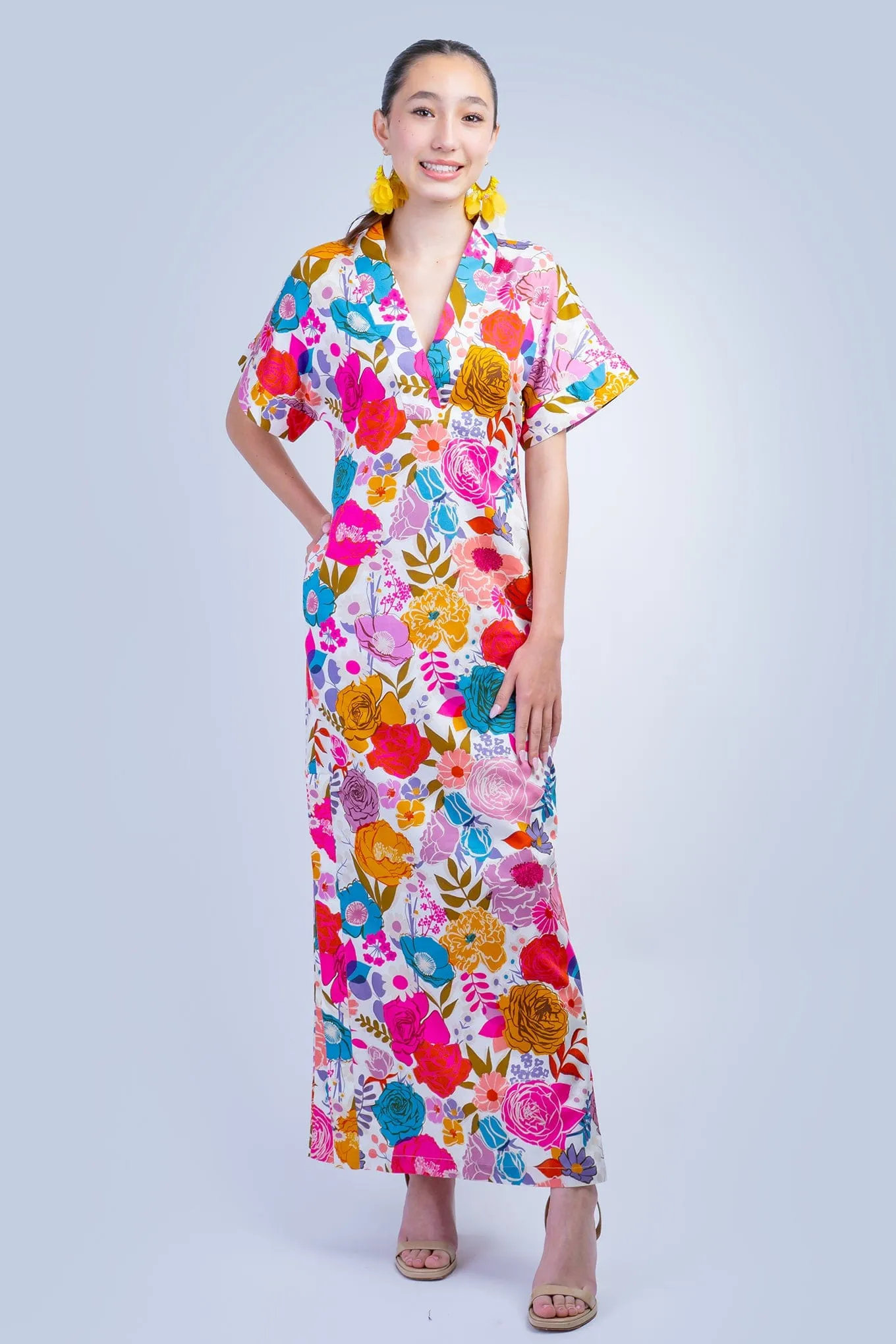Floral Multi Cotton Kiko Kimono Dress