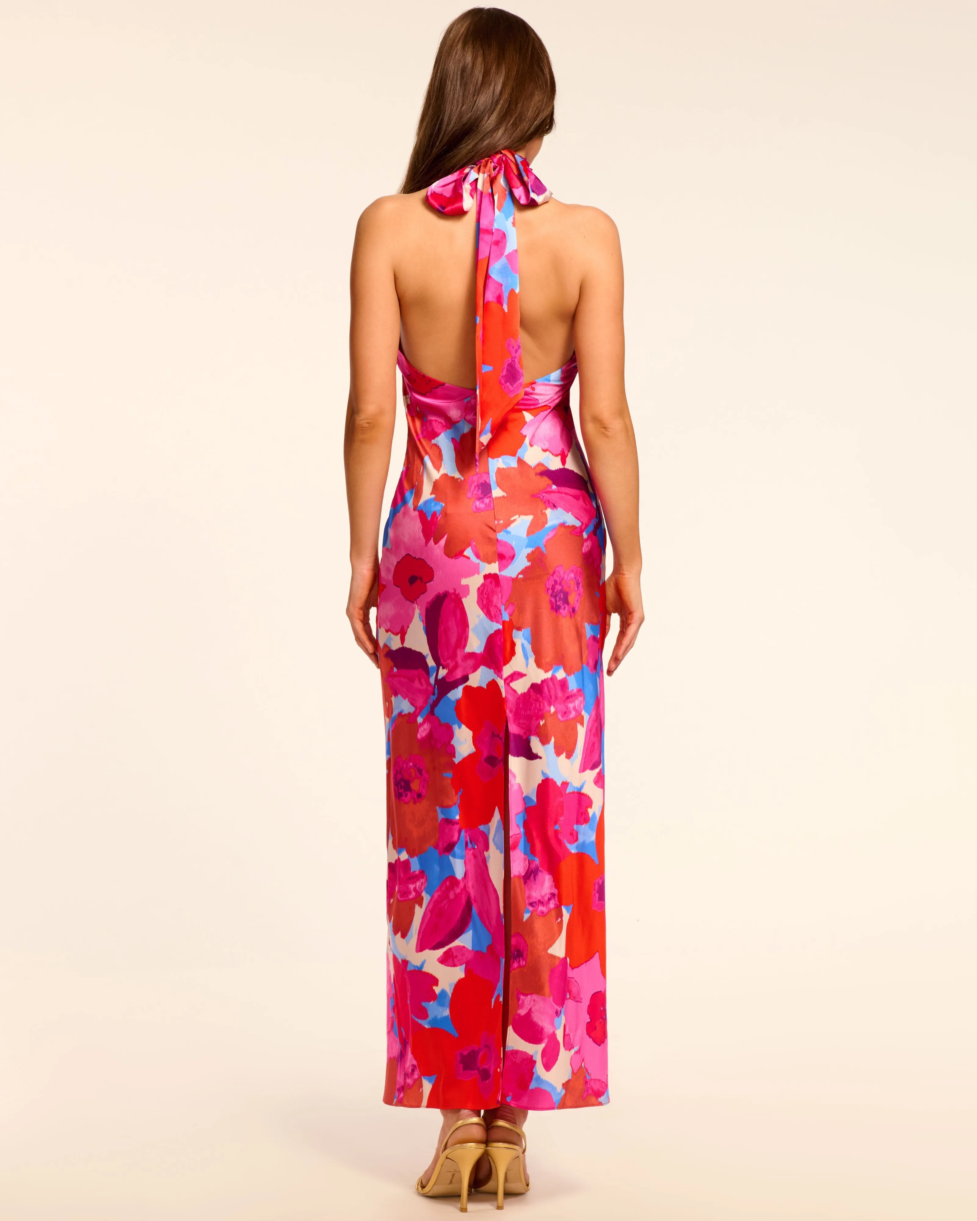 Floral Silk Tatiana Halter Gown