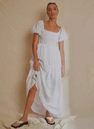 Florence Linen Maxi Dress - White