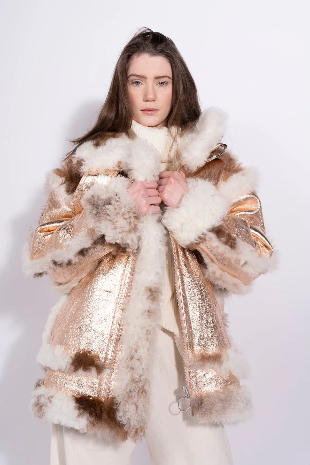 FOILED SHEARLING OVERSIZED JACKET