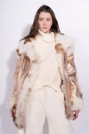 FOILED SHEARLING OVERSIZED JACKET