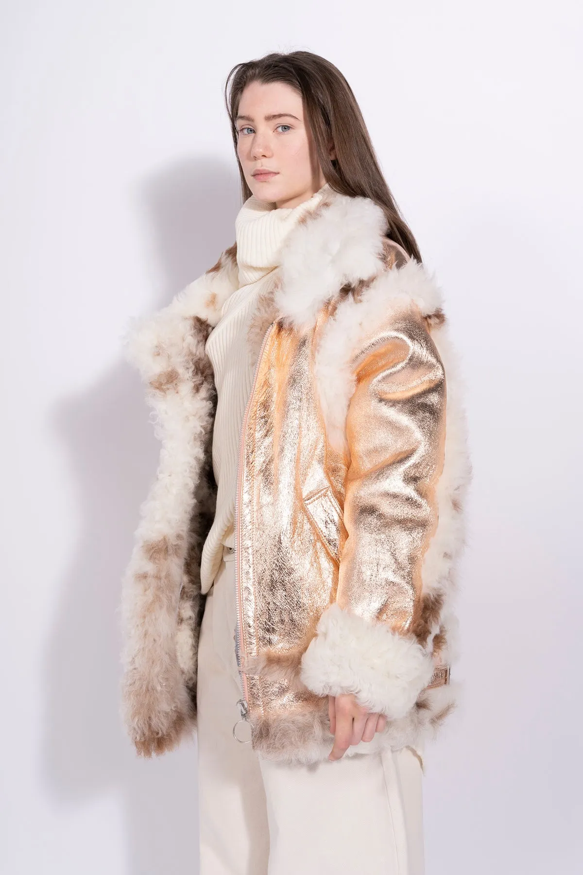 FOILED SHEARLING OVERSIZED JACKET