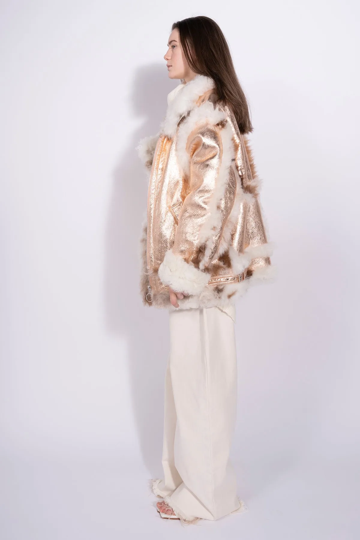 FOILED SHEARLING OVERSIZED JACKET