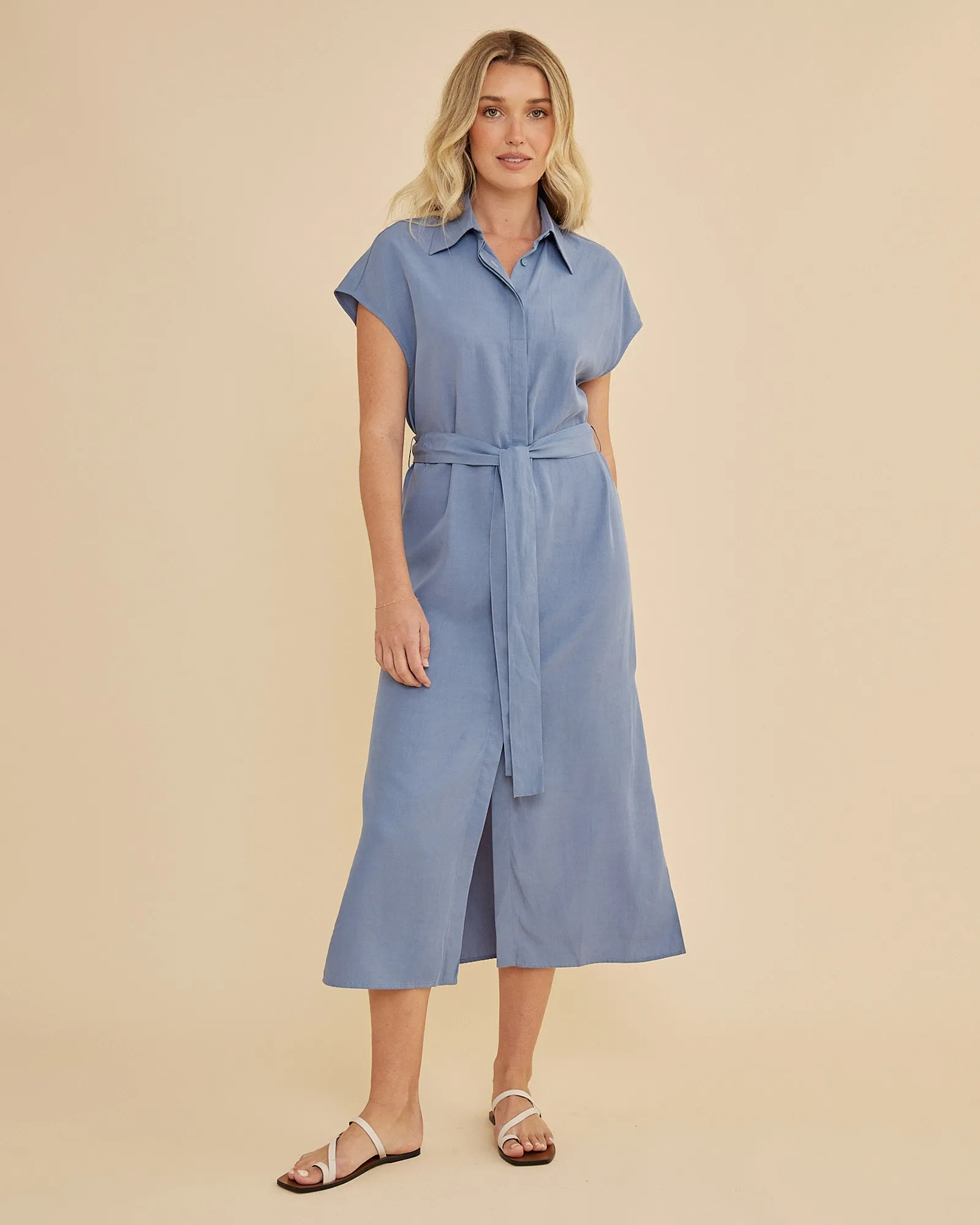 Frankie Column Dress - Cerulean Blue