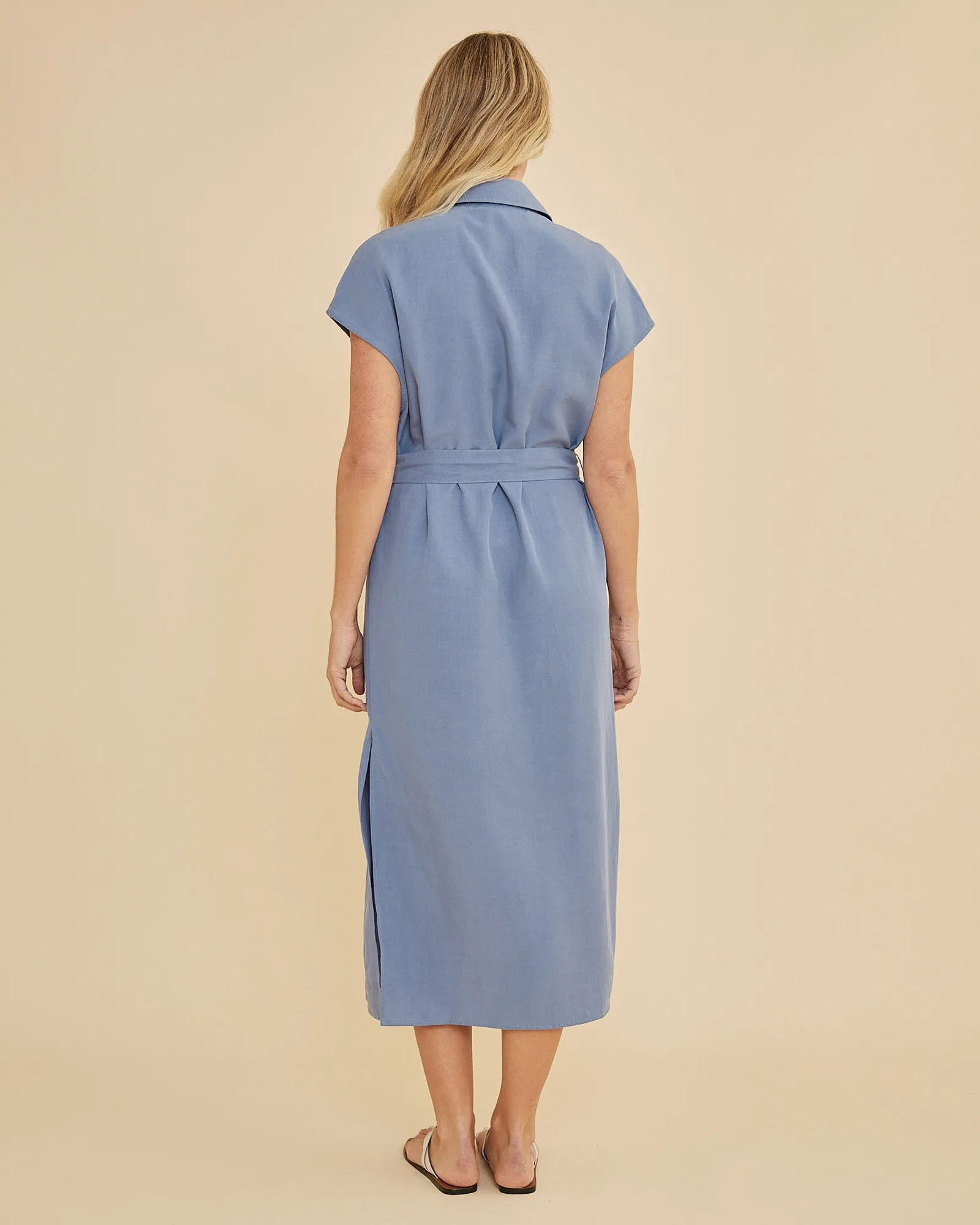 Frankie Column Dress - Cerulean Blue