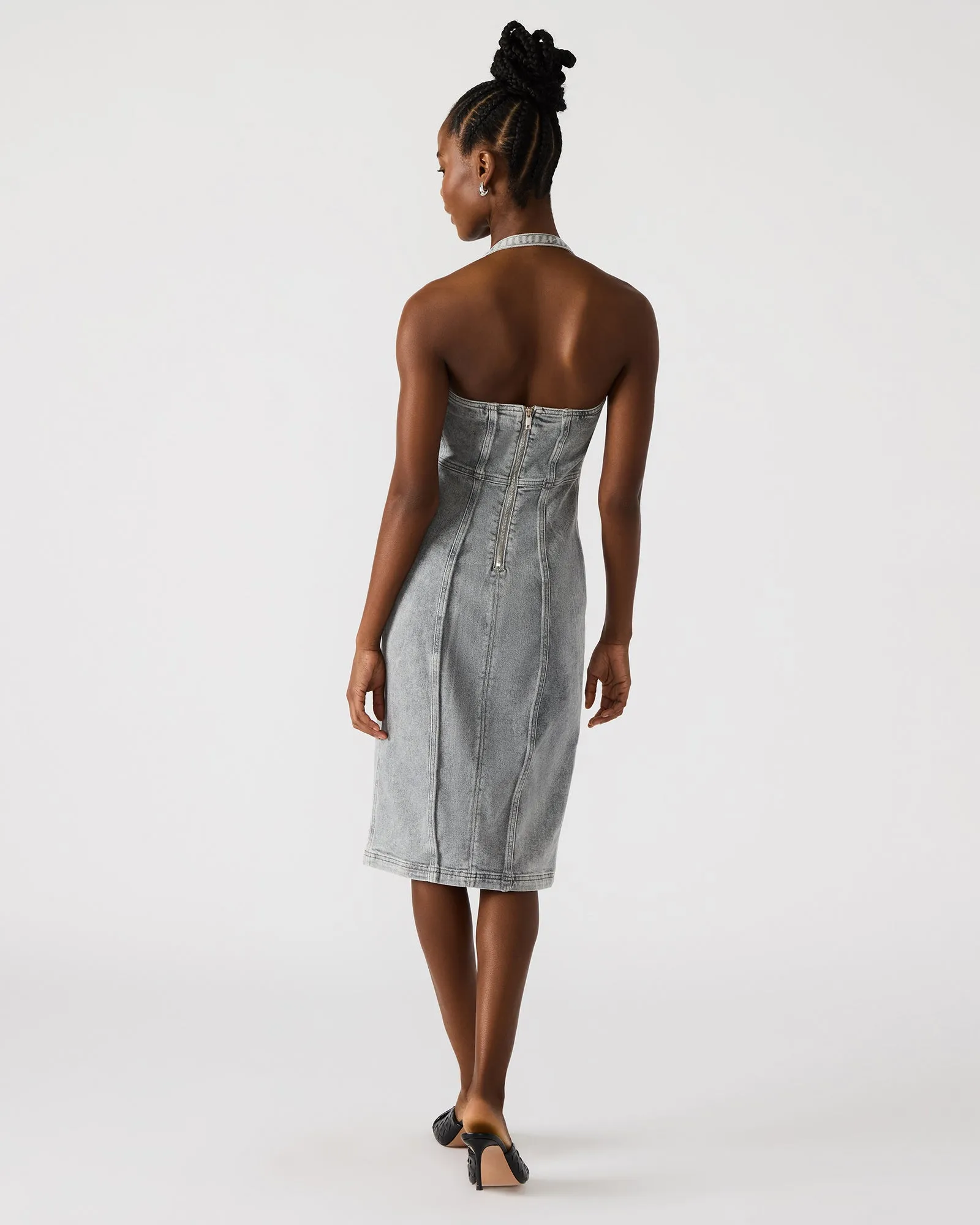GIA DENIM DRESS LIGHT GREY