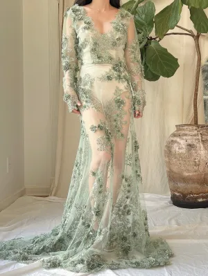 Gossamer Green 3D Floral Dress - S/6