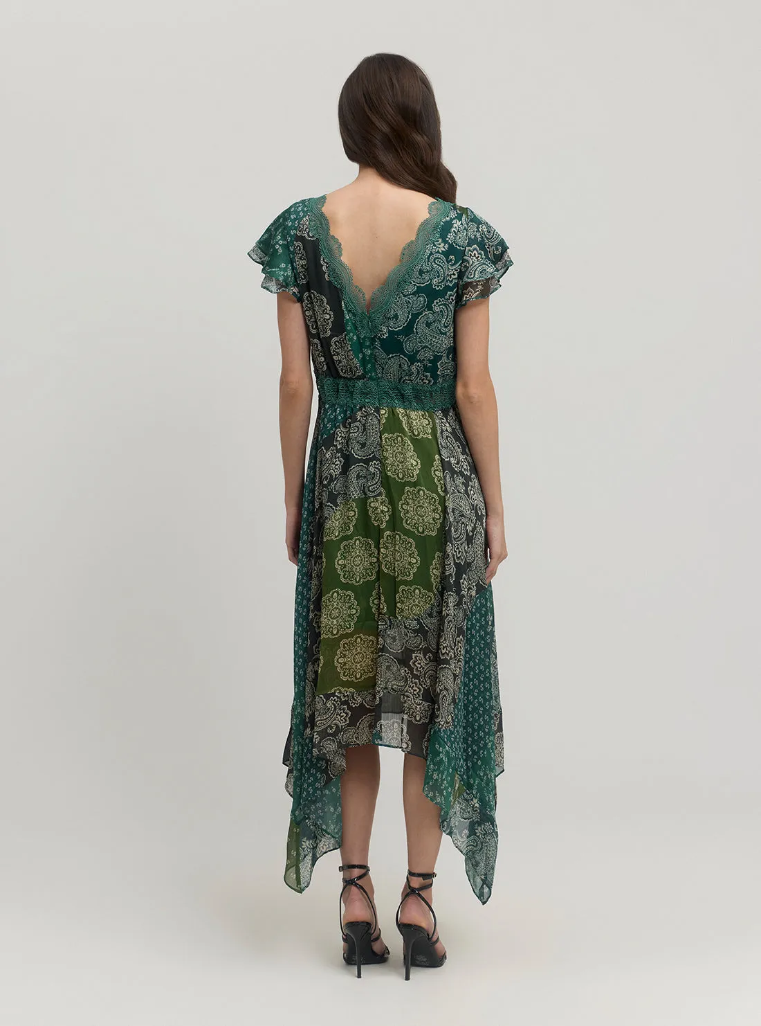 Green Floral Print Tanis Midi Dress