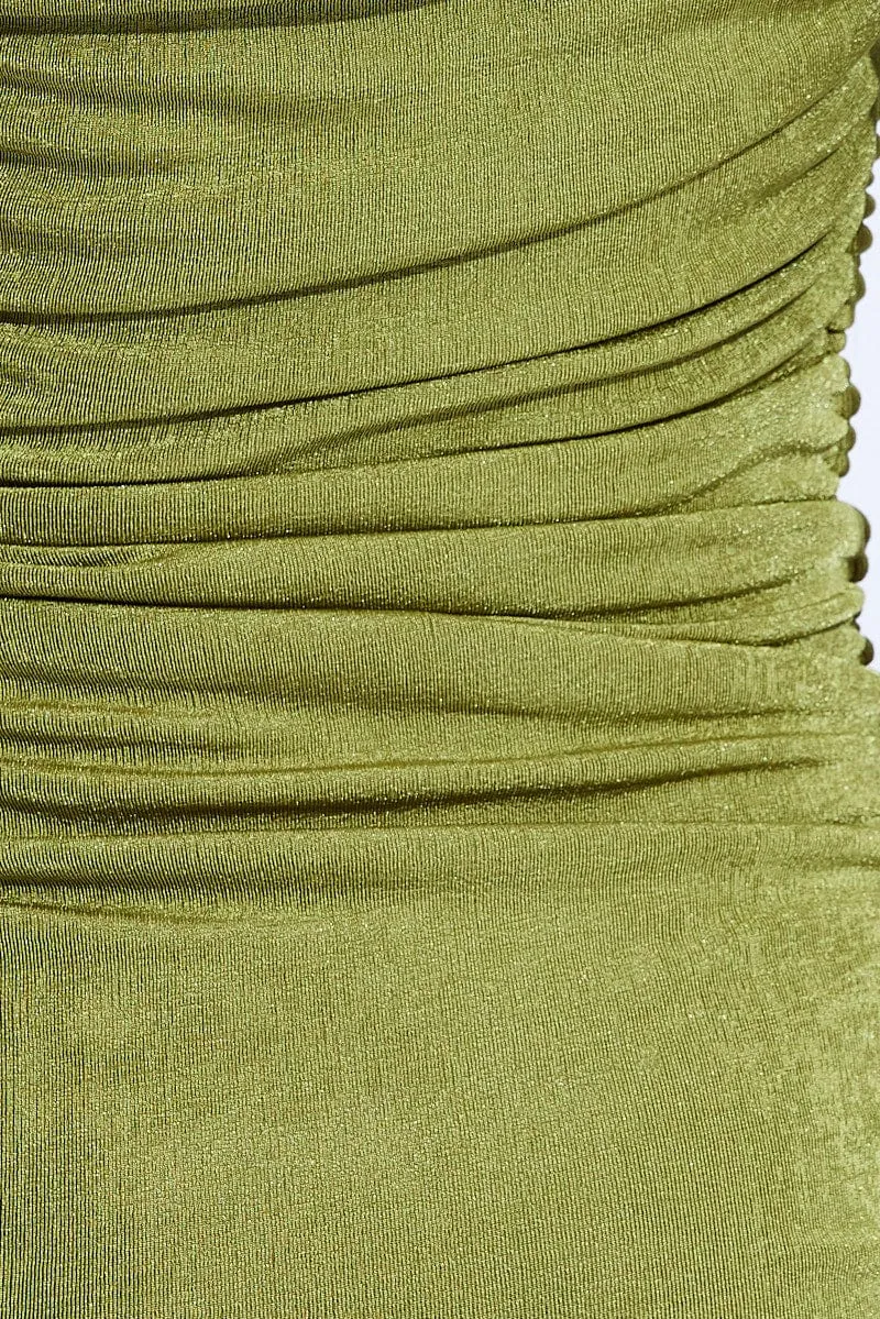 Green Mini Dress One Shoulder