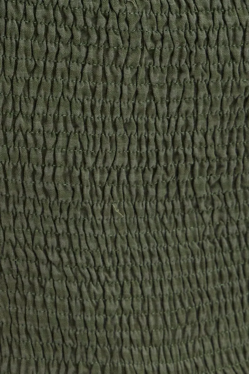 Green Ruched Playsuit Short Sleeve