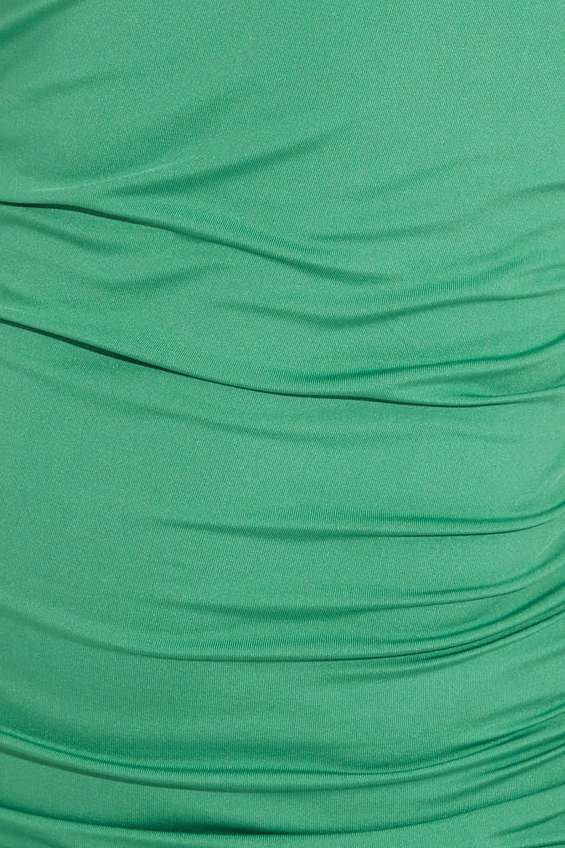 Green Ruched Front Body Con Dress
