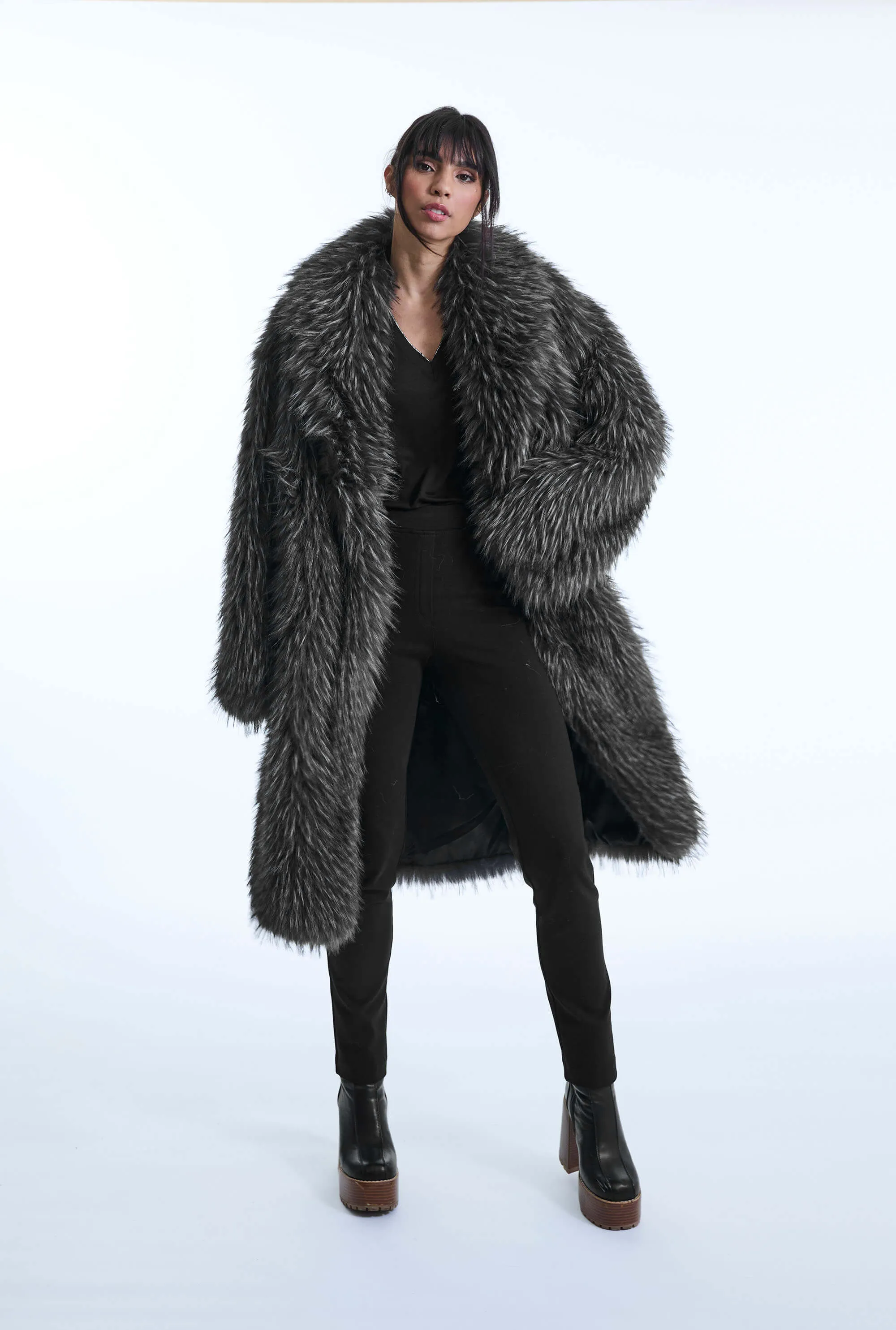 Grey Faux Fur Coat