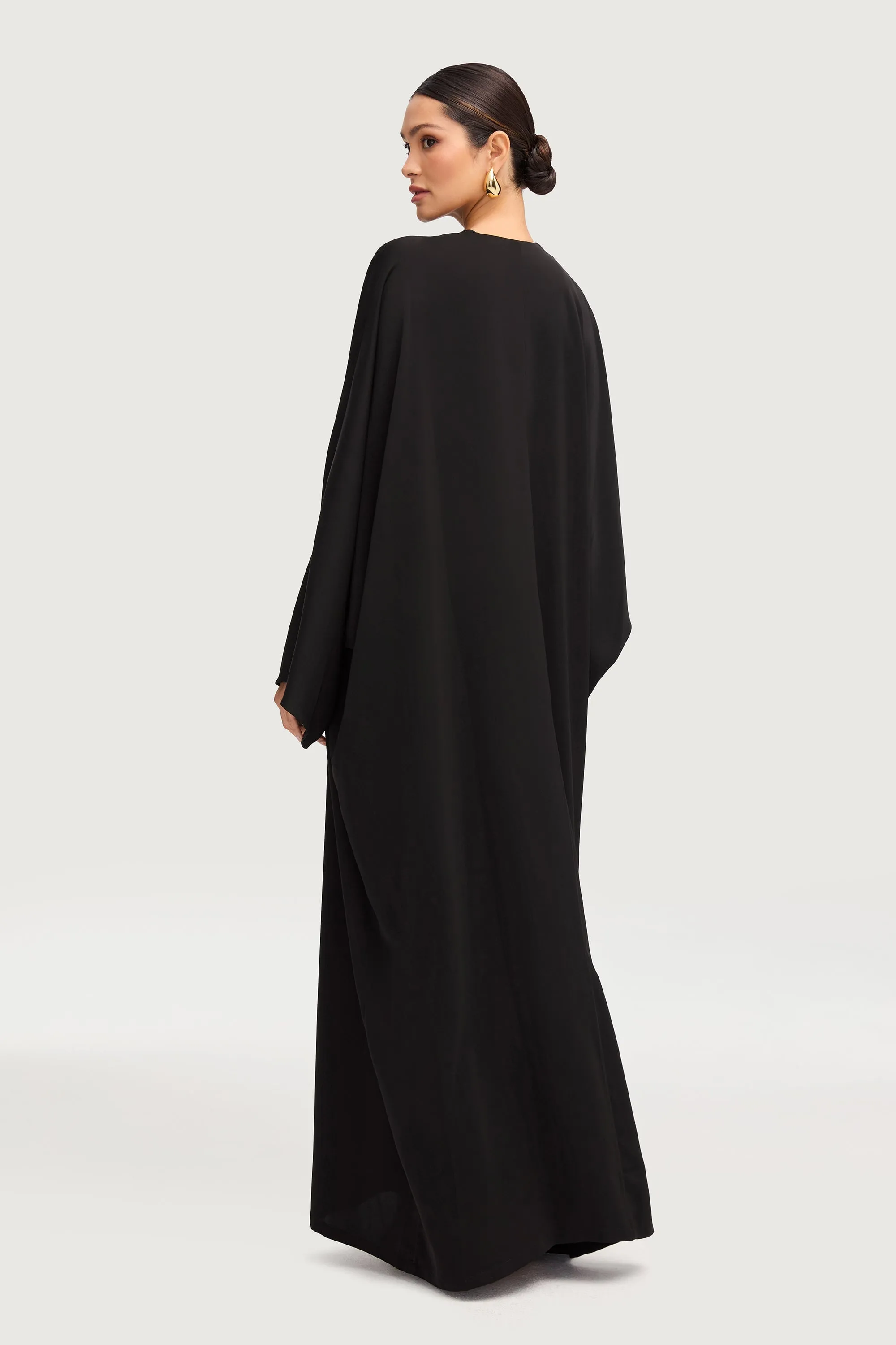 Hadeel Zip Front Abaya - Black