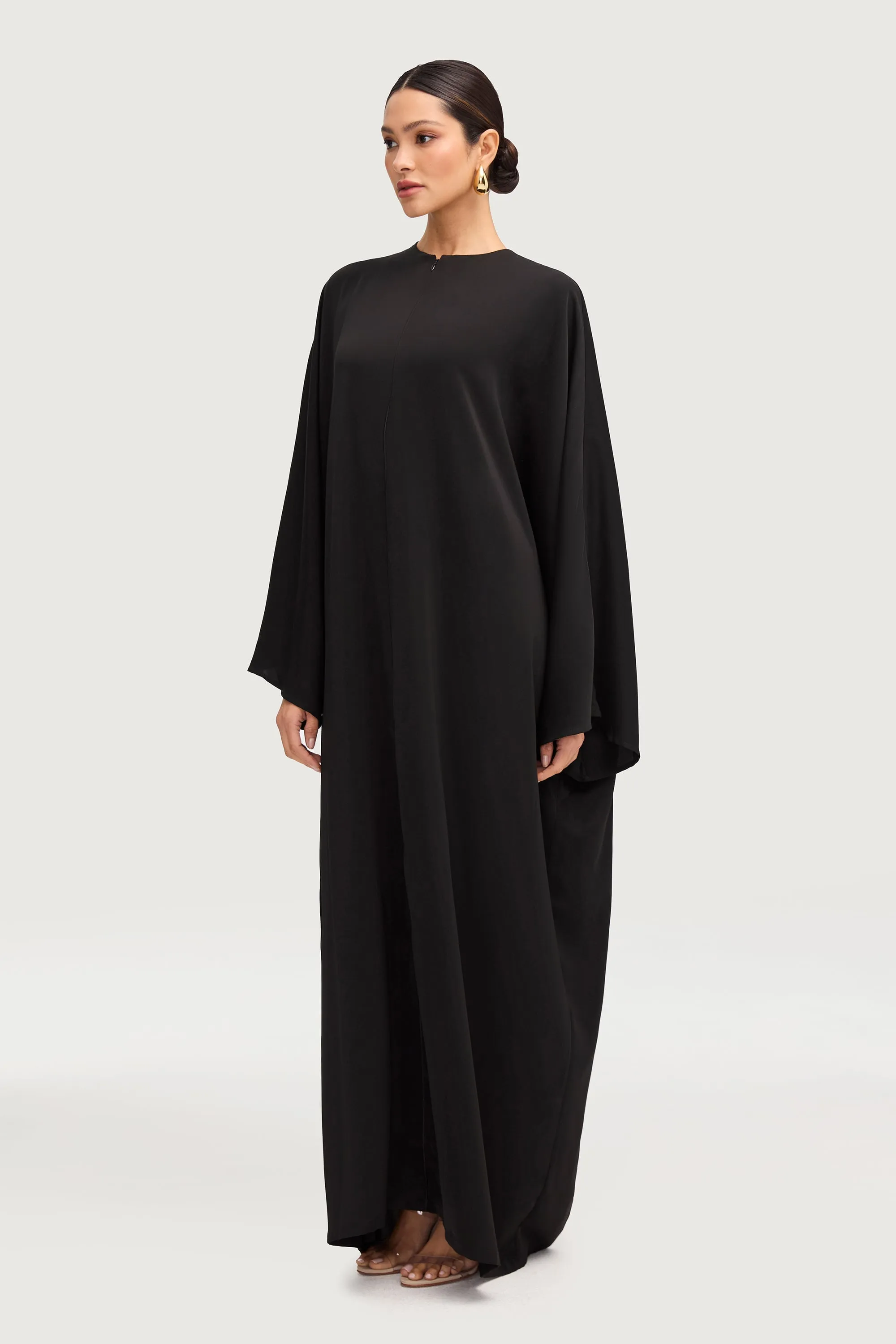 Hadeel Zip Front Abaya - Black