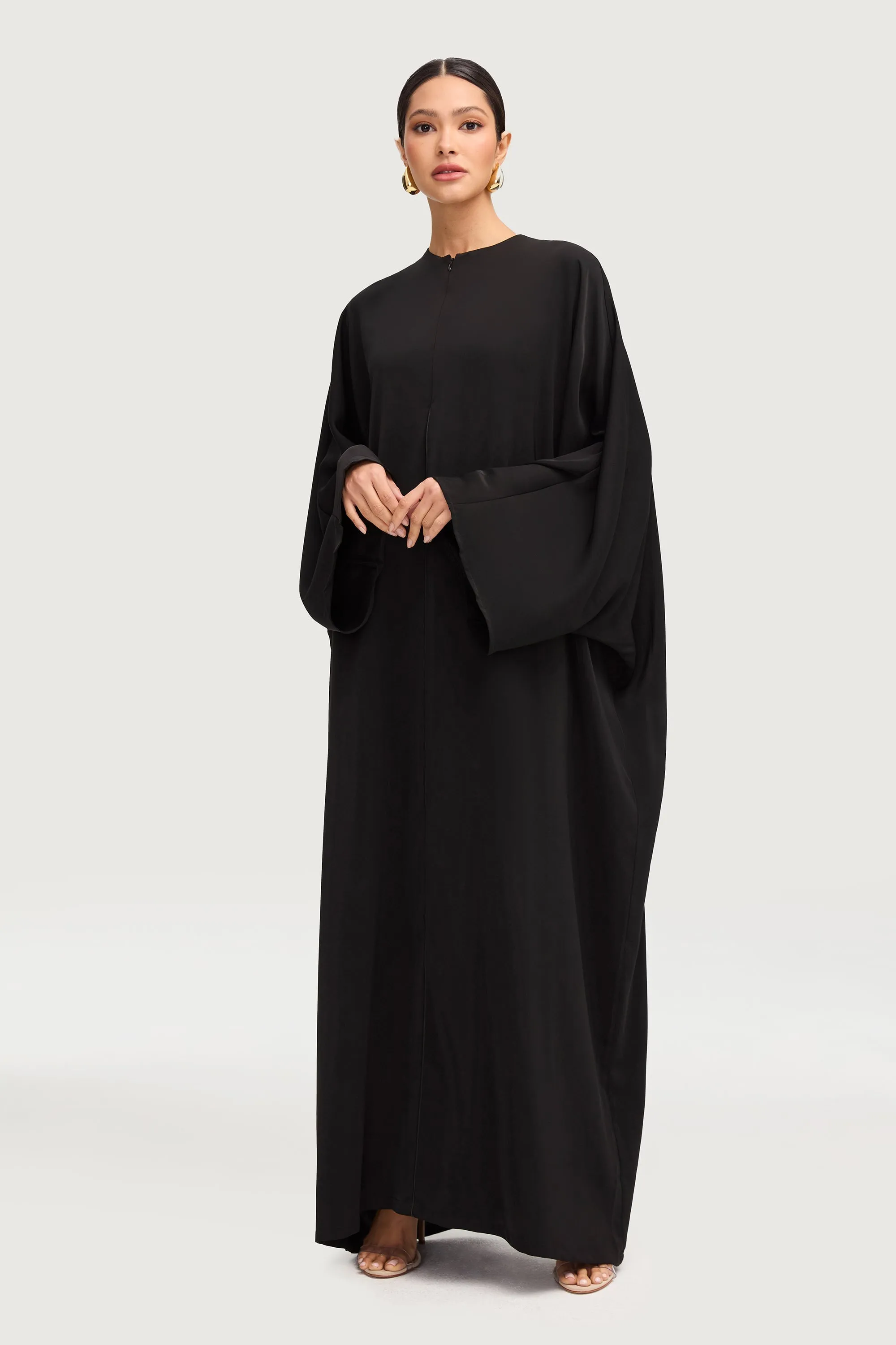 Hadeel Zip Front Abaya - Black