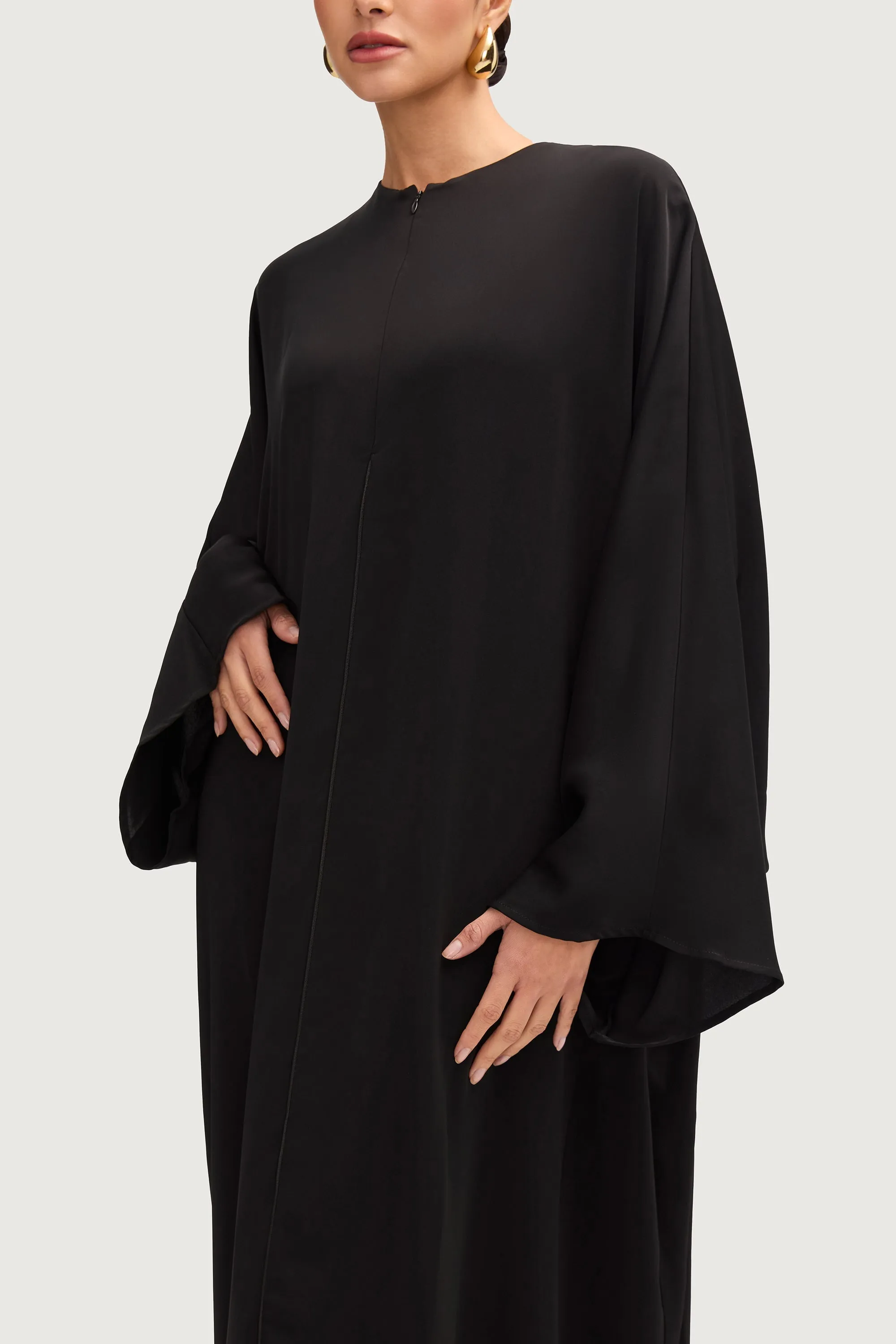 Hadeel Zip Front Abaya - Black