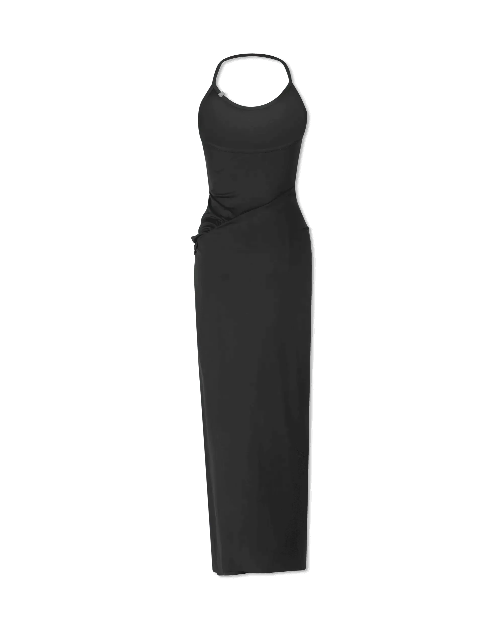 Halter Front Knotted Black Dress