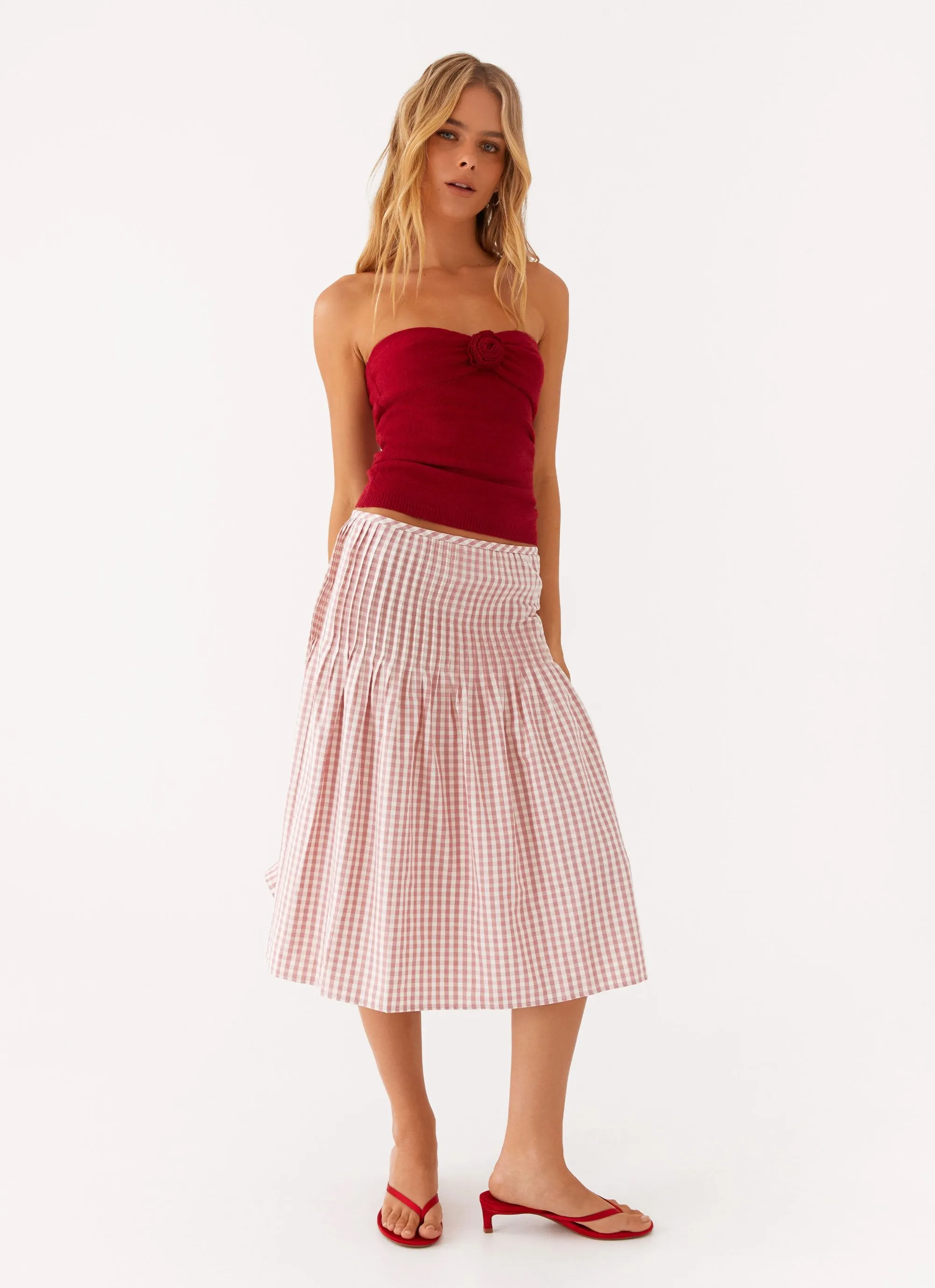 Hidden Hills Knit Rose Top - Maroon