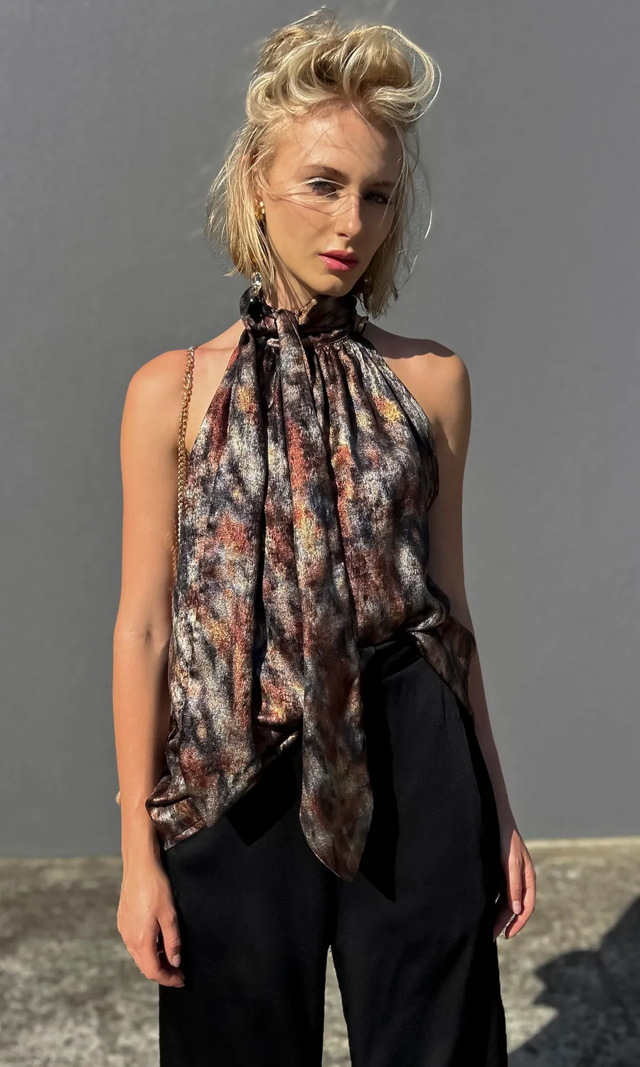 Hoss Jessica Scarf tie Halter - Dark Storm