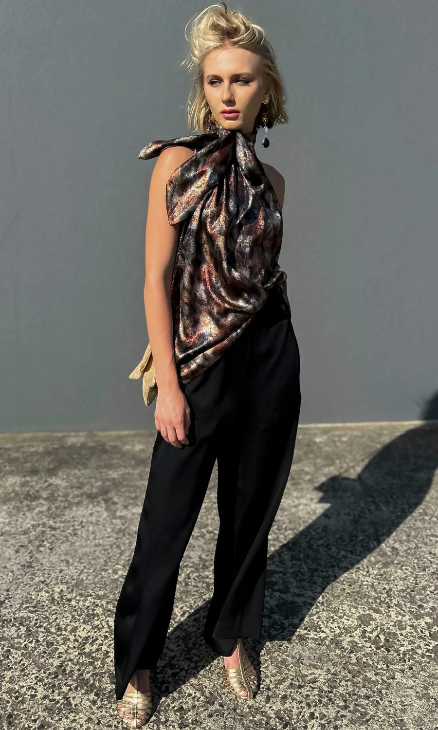 Hoss Jessica Scarf tie Halter - Dark Storm