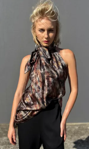 Hoss Jessica Scarf tie Halter - Dark Storm