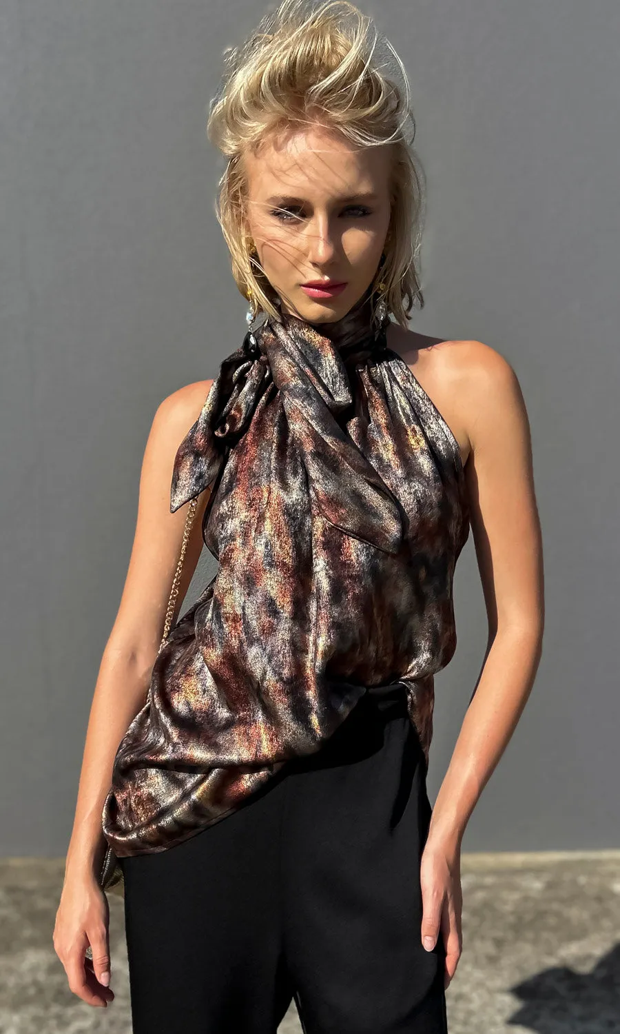 Hoss Jessica Scarf tie Halter - Dark Storm