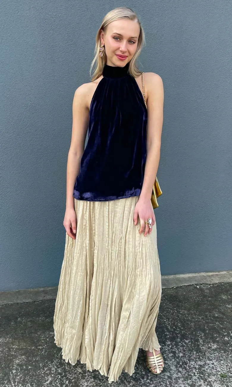 Hoss Silk Royal Blue Velvet Halter
