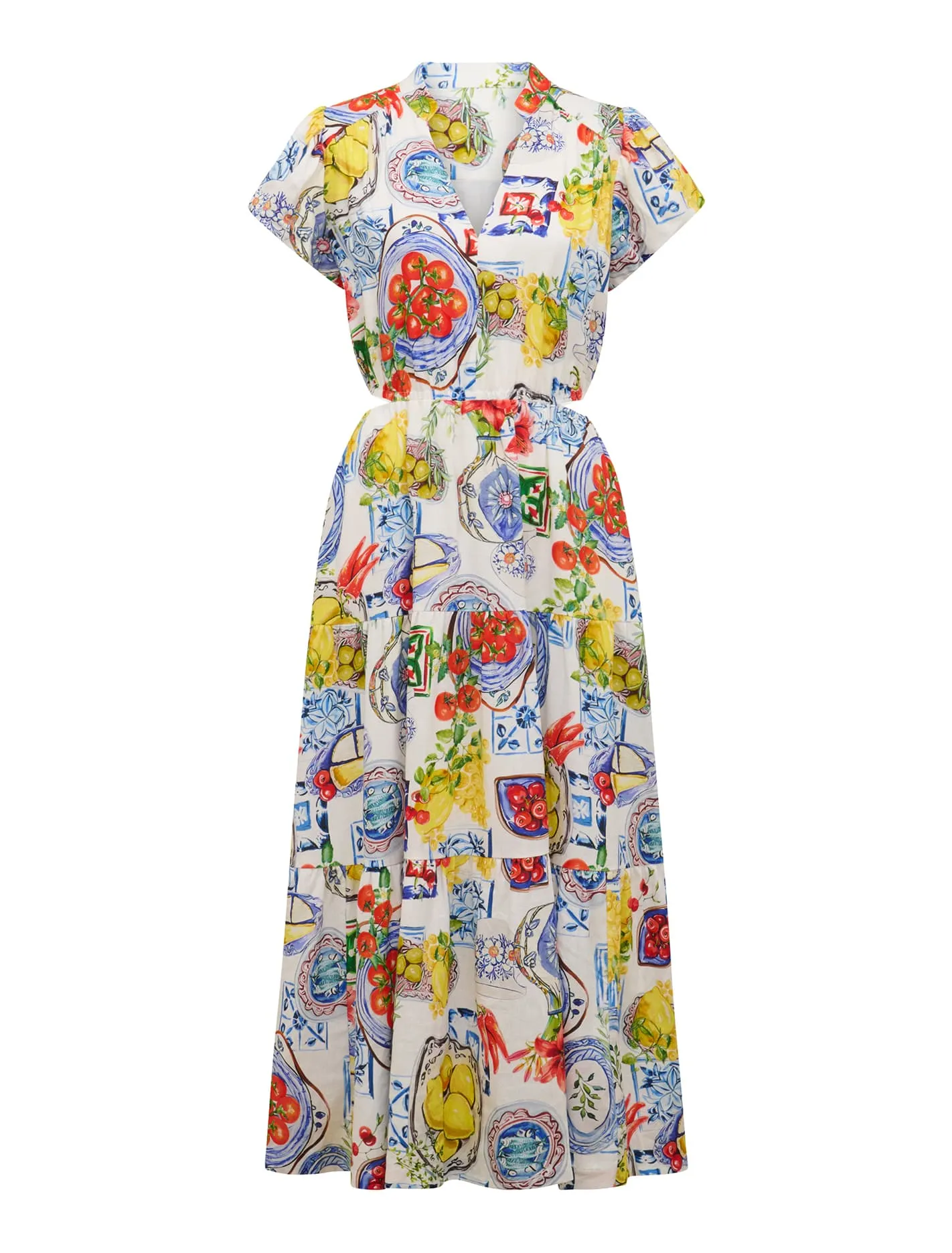 Jacqueline Puff Sleeve Tiered Midi Dress